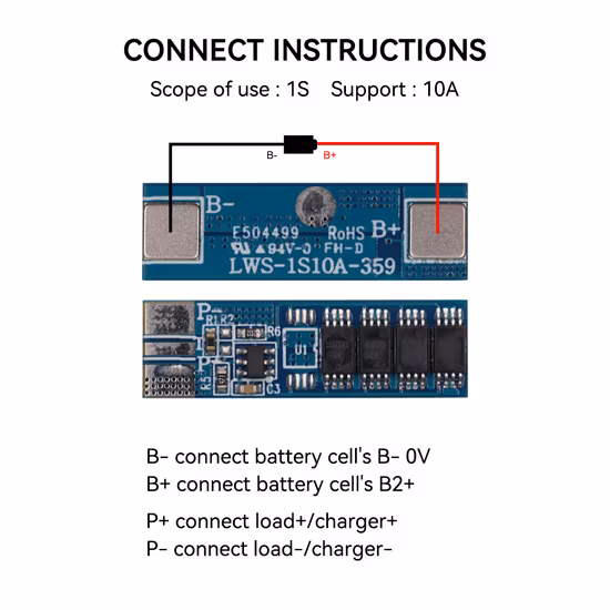 3.7V Li-ion Battery PCM 1s 10A BMS